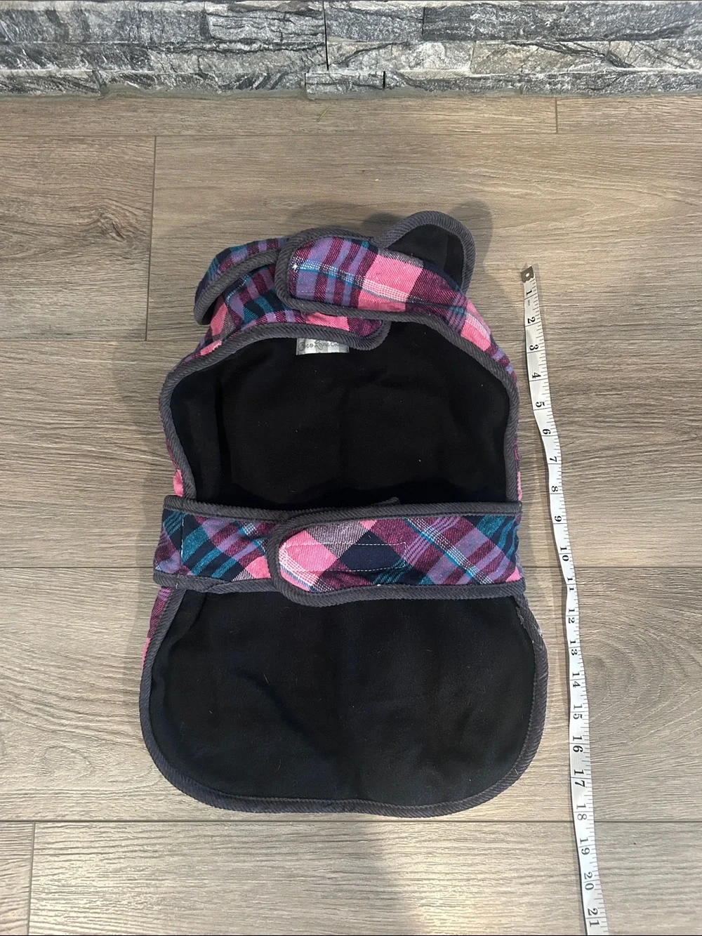 Cozy Plaid‎ Dog Jacket in Pink and Blue Size L